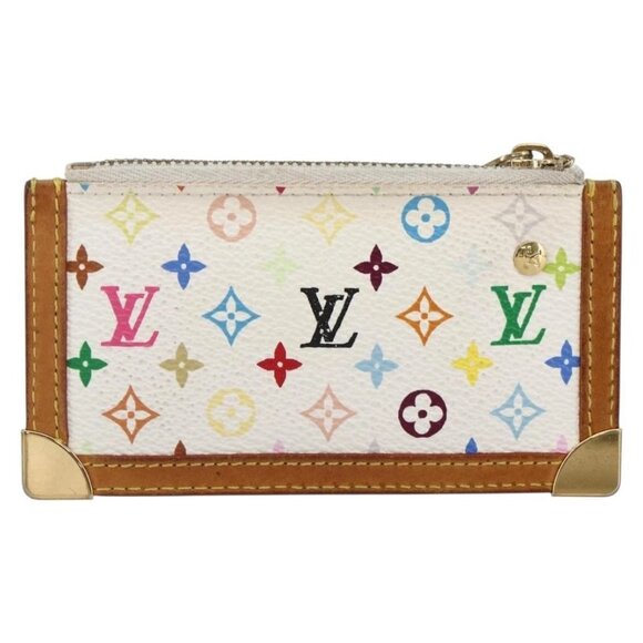 LOUIS VUITTON Multicolor Pochette Cles Coin Purse White M92655 LV Auth 145789 - Picture 2 of 16